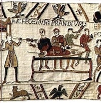 A feasting scene from the Bayeux Tapestry